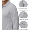 imageMAGCOMSEN Mens Polo Shirts 3 Button Quick Dry Performance Long Sleeve Tactical Shirts Pique Jersey Golf ShirtLight Grey