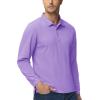 imageMAGCOMSEN Mens Polo Shirts 3 Button Quick Dry Performance Long Sleeve Tactical Shirts Pique Jersey Golf ShirtLight Purple