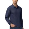imageMAGCOMSEN Mens Polo Shirts 3 Button Quick Dry Performance Long Sleeve Tactical Shirts Pique Jersey Golf ShirtNavy