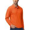 imageMAGCOMSEN Mens Polo Shirts 3 Button Quick Dry Performance Long Sleeve Tactical Shirts Pique Jersey Golf ShirtOrange