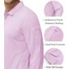 imageMAGCOMSEN Mens Polo Shirts 3 Button Quick Dry Performance Long Sleeve Tactical Shirts Pique Jersey Golf ShirtPinkish Purple