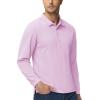 imageMAGCOMSEN Mens Polo Shirts 3 Button Quick Dry Performance Long Sleeve Tactical Shirts Pique Jersey Golf ShirtPinkish Purple