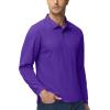 imageMAGCOMSEN Mens Polo Shirts 3 Button Quick Dry Performance Long Sleeve Tactical Shirts Pique Jersey Golf ShirtPurple