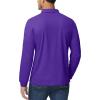 imageMAGCOMSEN Mens Polo Shirts 3 Button Quick Dry Performance Long Sleeve Tactical Shirts Pique Jersey Golf ShirtPurple