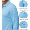 imageMAGCOMSEN Mens Polo Shirts 3 Button Quick Dry Performance Long Sleeve Tactical Shirts Pique Jersey Golf ShirtSky Blue