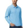 imageMAGCOMSEN Mens Polo Shirts 3 Button Quick Dry Performance Long Sleeve Tactical Shirts Pique Jersey Golf ShirtSky Blue