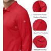imageMAGCOMSEN Mens Polo Shirts 3 Button Quick Dry Performance Long Sleeve Tactical Shirts Pique Jersey Golf ShirtTomato Red