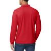 imageMAGCOMSEN Mens Polo Shirts 3 Button Quick Dry Performance Long Sleeve Tactical Shirts Pique Jersey Golf ShirtTomato Red