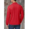 imageMAGCOMSEN Mens Polo Shirts 3 Button Quick Dry Performance Long Sleeve Tactical Shirts Pique Jersey Golf ShirtTomato Red