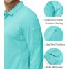 imageMAGCOMSEN Mens Polo Shirts 3 Button Quick Dry Performance Long Sleeve Tactical Shirts Pique Jersey Golf ShirtWater Blue