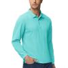 imageMAGCOMSEN Mens Polo Shirts 3 Button Quick Dry Performance Long Sleeve Tactical Shirts Pique Jersey Golf ShirtWater Blue