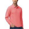 imageMAGCOMSEN Mens Polo Shirts 3 Button Quick Dry Performance Long Sleeve Tactical Shirts Pique Jersey Golf ShirtWatermelon Red