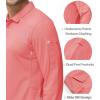 imageMAGCOMSEN Mens Polo Shirts 3 Button Quick Dry Performance Long Sleeve Tactical Shirts Pique Jersey Golf ShirtWatermelon Red
