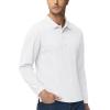 imageMAGCOMSEN Mens Polo Shirts 3 Button Quick Dry Performance Long Sleeve Tactical Shirts Pique Jersey Golf ShirtWhite