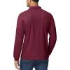 imageMAGCOMSEN Mens Polo Shirts 3 Button Quick Dry Performance Long Sleeve Tactical Shirts Pique Jersey Golf ShirtWine Red