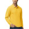 imageMAGCOMSEN Mens Polo Shirts 3 Button Quick Dry Performance Long Sleeve Tactical Shirts Pique Jersey Golf ShirtYellow