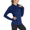 imageMAGCOMSEN Womens Hoodie Shirts UPF 50 UV Protection Long Sleeve Sun Shirt Fishing Hiking Athletic Shirts with Thumb HoleDark Blue