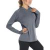 imageMAGCOMSEN Womens Hoodie Shirts UPF 50 UV Protection Long Sleeve Sun Shirt Fishing Hiking Athletic Shirts with Thumb HoleDark Grey