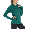imageMAGCOMSEN Womens Hoodie Shirts UPF 50 UV Protection Long Sleeve Sun Shirt Fishing Hiking Athletic Shirts with Thumb HoleEmerald Green