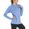 imageMAGCOMSEN Womens Hoodie Shirts UPF 50 UV Protection Long Sleeve Sun Shirt Fishing Hiking Athletic Shirts with Thumb HoleLight Blue
