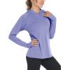 imageMAGCOMSEN Womens Hoodie Shirts UPF 50 UV Protection Long Sleeve Sun Shirt Fishing Hiking Athletic Shirts with Thumb HoleLight Purple
