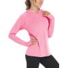 imageMAGCOMSEN Womens Hoodie Shirts UPF 50 UV Protection Long Sleeve Sun Shirt Fishing Hiking Athletic Shirts with Thumb HolePink