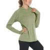 imageMAGCOMSEN Womens Hoodie Shirts UPF 50 UV Protection Long Sleeve Sun Shirt Fishing Hiking Athletic Shirts with Thumb HoleWheat Green