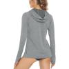imageMAGCOMSEN Womens Hoodie Shirts UPF 50 UV Protection Long Sleeve Sun Shirt Fishing Hiking Athletic Shirts with Thumb HoleLight Grey
