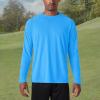 imageMAGCOMSEN Mens Long Sleeve Shirts UPF 50 UV Sun Protection Athletic Shirts for Hiking Running Workout Rash GuardAzure