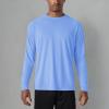 imageMAGCOMSEN Mens Long Sleeve Shirts UPF 50 UV Sun Protection Athletic Shirts for Hiking Running Workout Rash GuardLight Blue