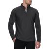 imageMAGCOMSEN Mens Quarter Zip Pullover Long Sleeve Sweatshirts Fleece Lined Golf Pullover Thermal Gym Workout TopsBlack