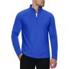 imageMAGCOMSEN Mens Quarter Zip Pullover Long Sleeve Sweatshirts Fleece Lined Golf Pullover Thermal Gym Workout TopsBlue