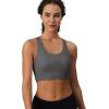 imageMAGCOMSEN Womens Sports Bras Cross Back Wireless Padded Bra Wide Strap Low Impact MoistureWicking for Workout Gym YogaDark Grey