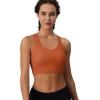 imageMAGCOMSEN Womens Sports Bras Cross Back Wireless Padded Bra Wide Strap Low Impact MoistureWicking for Workout Gym YogaDark Orange