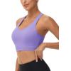 imageMAGCOMSEN Womens Sports Bras Cross Back Wireless Padded Bra Wide Strap Low Impact MoistureWicking for Workout Gym YogaLight Purple