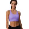 imageMAGCOMSEN Womens Sports Bras Cross Back Wireless Padded Bra Wide Strap Low Impact MoistureWicking for Workout Gym YogaLight Purple