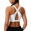 imageMAGCOMSEN Womens Sports Bras Cross Back Wireless Padded Bra Wide Strap Low Impact MoistureWicking for Workout Gym YogaWhite
