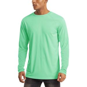 imageMAGCOMSEN Mens Long Sleeve Shirts UPF 50 UV Sun Protection Athletic Shirts for Hiking Running Workout Rash GuardBeach Glass