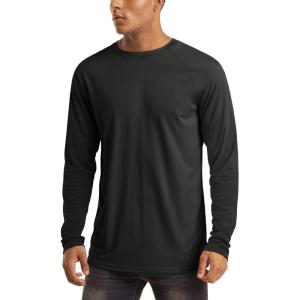 imageMAGCOMSEN Mens Long Sleeve Shirts UPF 50 UV Sun Protection Athletic Shirts for Hiking Running Workout Rash GuardBlack