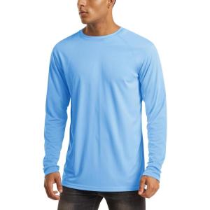 imageMAGCOMSEN Mens Long Sleeve Shirts UPF 50 UV Sun Protection Athletic Shirts for Hiking Running Workout Rash GuardBlue