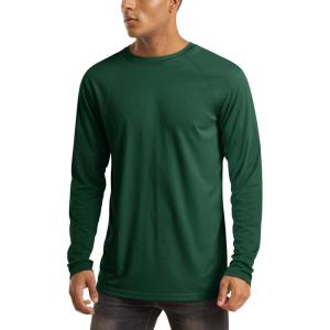 imageMAGCOMSEN Mens Long Sleeve Shirts UPF 50 UV Sun Protection Athletic Shirts for Hiking Running Workout Rash GuardDark Green