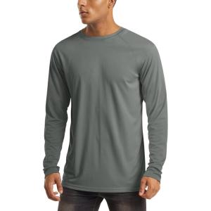 imageMAGCOMSEN Mens Long Sleeve Shirts UPF 50 UV Sun Protection Athletic Shirts for Hiking Running Workout Rash GuardDark Grey