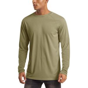 imageMAGCOMSEN Mens Long Sleeve Shirts UPF 50 UV Sun Protection Athletic Shirts for Hiking Running Workout Rash GuardDull Cyan