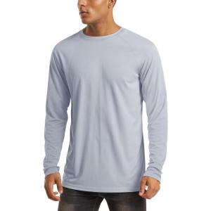 imageMAGCOMSEN Mens Long Sleeve Shirts UPF 50 UV Sun Protection Athletic Shirts for Hiking Running Workout Rash GuardGrey