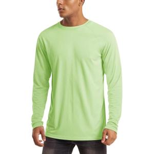imageMAGCOMSEN Mens Long Sleeve Shirts UPF 50 UV Sun Protection Athletic Shirts for Hiking Running Workout Rash GuardLight Green