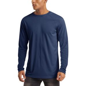 imageMAGCOMSEN Mens Long Sleeve Shirts UPF 50 UV Sun Protection Athletic Shirts for Hiking Running Workout Rash GuardNavy