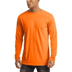 imageMAGCOMSEN Mens Long Sleeve Shirts UPF 50 UV Sun Protection Athletic Shirts for Hiking Running Workout Rash GuardOrange