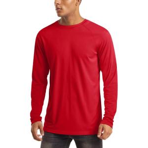 imageMAGCOMSEN Mens Long Sleeve Shirts UPF 50 UV Sun Protection Athletic Shirts for Hiking Running Workout Rash GuardTomato