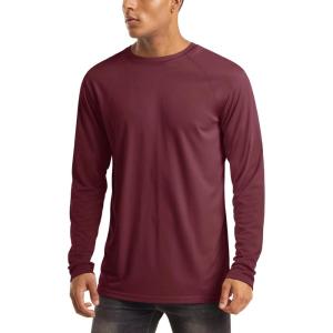 imageMAGCOMSEN Mens Long Sleeve Shirts UPF 50 UV Sun Protection Athletic Shirts for Hiking Running Workout Rash GuardWine