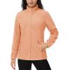 imageMAGCOMSEN Womens Fleece Jacket Zip Up Coat Lightweight Soft Warm Long Sleeve Jackets with Pockets for WinterApricot